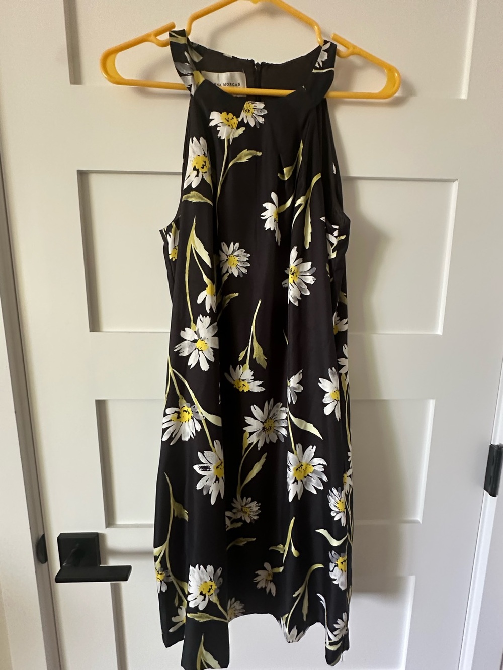 Donna Morgan Black Dress with White & Yellow Daisy Print